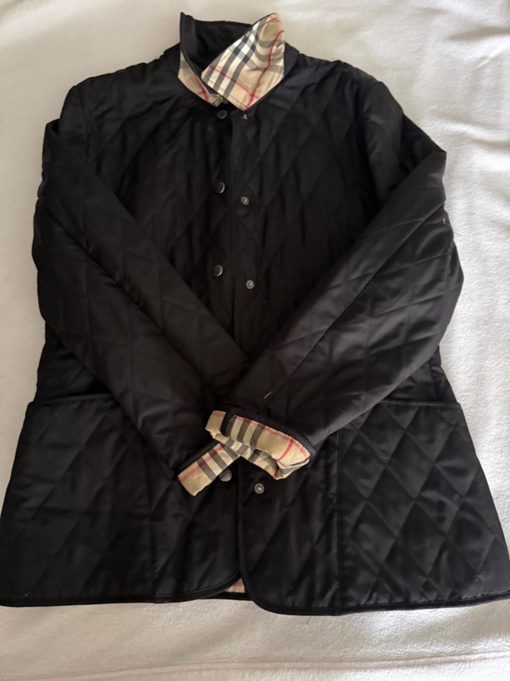 Burberry Black Quilted Utility Jacket with Signature Check Trim - Picture 4 of 5